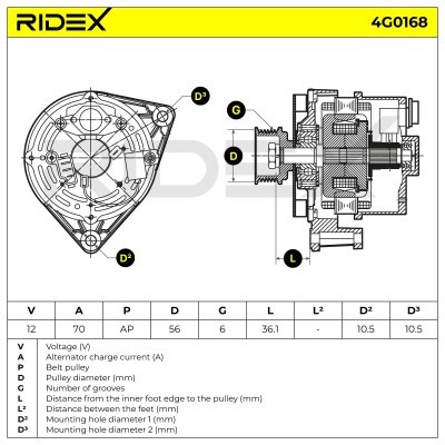 Alternator RIDEX 4G0168 4G0168 - foto 9