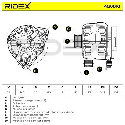 Alternator RIDEX 4G0010 4G0010 - foto 5