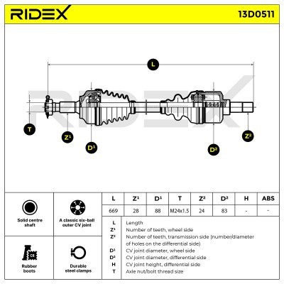 Półoś Napędowa RIDEX 13D0511 13D0511 - foto 7
