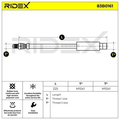 Przewód hamulcowy elast RIDEX 83B0161 83B0161 - foto 2