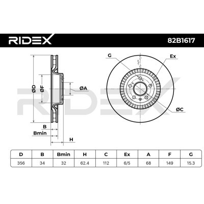 Tarcza hamulcowa RIDEX 82B1617 82B1617 - foto 7