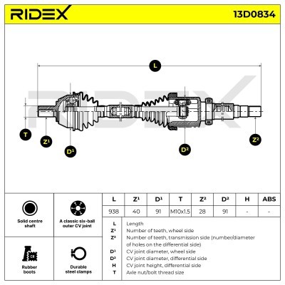 Półoś Napędowa RIDEX 13D0834 13D0834 - foto 6