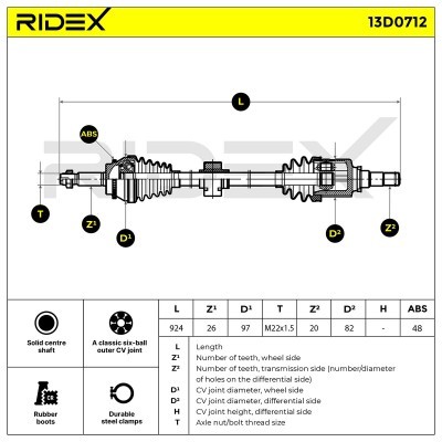 Półoś Napędowa RIDEX 13D0712 13D0712 - foto 14