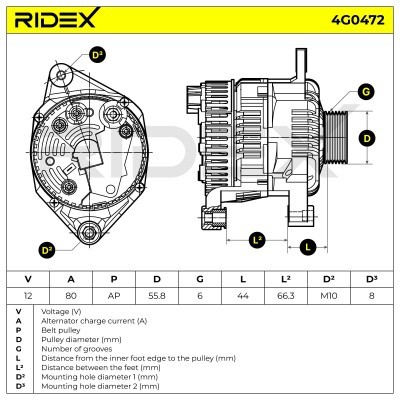 Alternator RIDEX 4G0472 4G0472 - foto 6