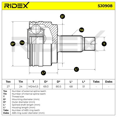 Przegub RIDEX 5J0908 5J0908 - foto 6