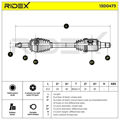 Półoś Napędowa RIDEX 13D0473 13D0473 - foto 7
