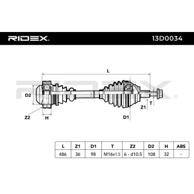 Półoś Napędowa RIDEX 13D0034 13D0034 - foto 3