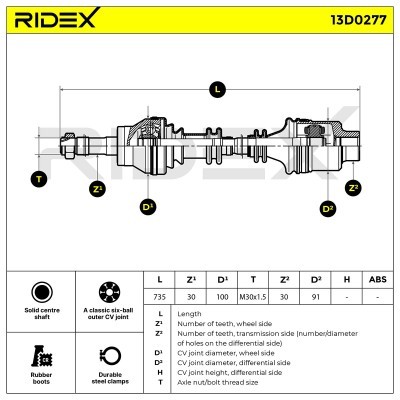 Półoś Napędowa RIDEX 13D0277 13D0277 - foto 6