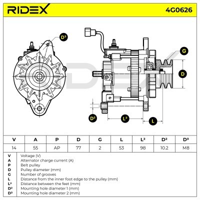 Alternator RIDEX 4G0626 4G0626 - foto 8