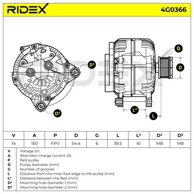 Alternator RIDEX 4G0366 4G0366 - foto 7