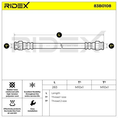 Przewód hamulcowy elast RIDEX 83B0108 83B0108 - foto 3