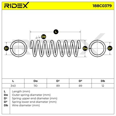 Sprężyna Zawieszenia RIDEX 188C0379 188C0379 - foto 5