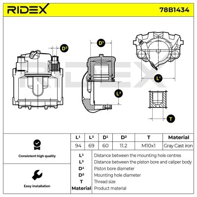 Zacisk Hamulcowy RIDEX 78B1434 78B1434 - foto 7