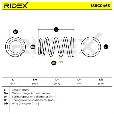 Sprężyna Zawieszenia RIDEX 188C0465 188C0465 - foto 5