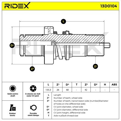 Półoś Napędowa RIDEX 13D0104 13D0104 - foto 5