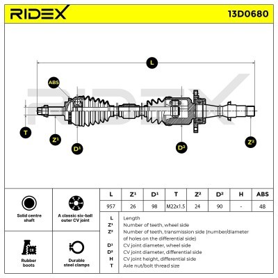 Półoś Napędowa RIDEX 13D0680 13D0680 - foto 5