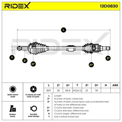 Półoś Napędowa RIDEX 13D0830 13D0830 - foto 6