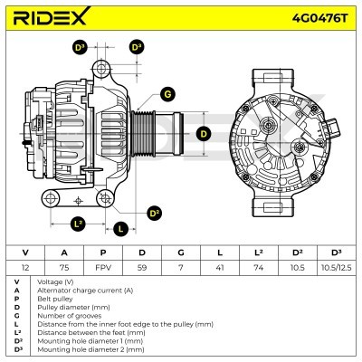 Alternator RIDEX 4G0476 4G0476 - foto 7