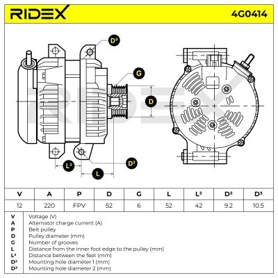 Alternator RIDEX 4G0414 4G0414 - foto 5
