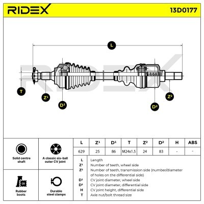 Półoś Napędowa RIDEX 13D0177 13D0177 - foto 5
