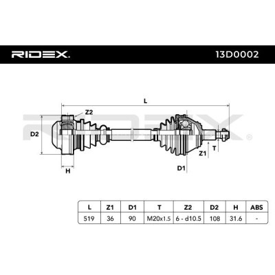 Półoś Napędowa RIDEX 13D0002 13D0002 - foto 8