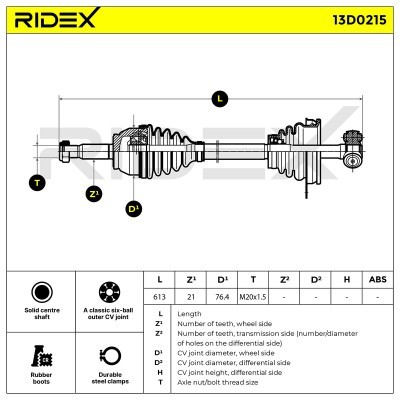 Półoś Napędowa RIDEX 13D0215 13D0215 - foto 5