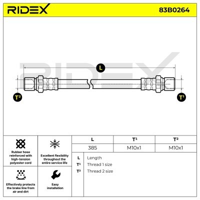 Przewód hamulcowy elast RIDEX 83B0264 83B0264 - foto 6