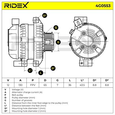 Alternator RIDEX 4G0553 4G0553 - foto 5