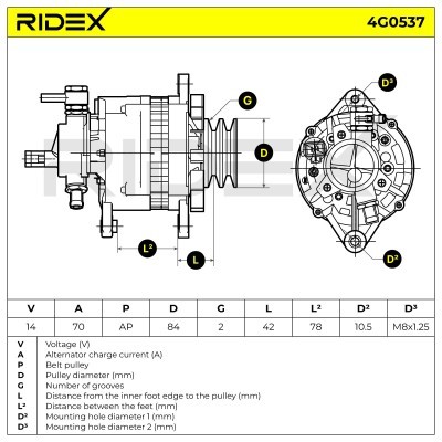 Alternator RIDEX 4G0537 4G0537 - foto 8