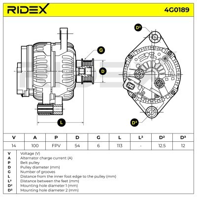 Alternator RIDEX 4G0189 4G0189 - foto 7