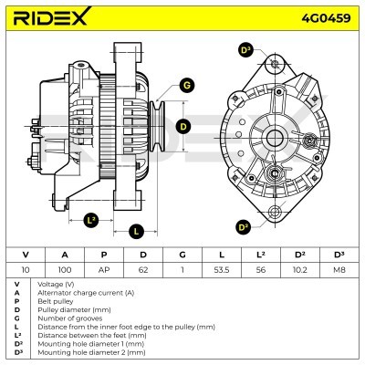 Alternator RIDEX 4G0459 4G0459 - foto 6