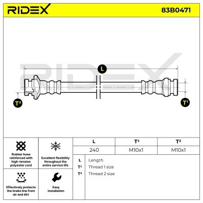 Przewód hamulcowy elast RIDEX 83B0471 83B0471 - foto 4