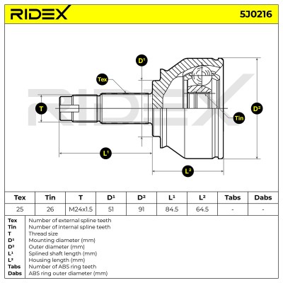 Przegub RIDEX 5J0216 5J0216 - foto 5