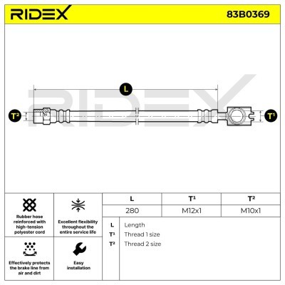 Przewód hamulcowy elast RIDEX 83B0369 83B0369 - foto 3