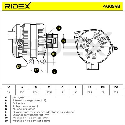 Alternator RIDEX 4G0548 4G0548 - foto 7