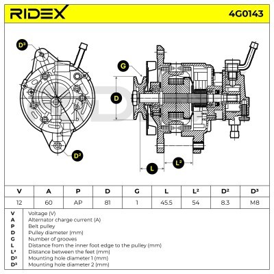 Alternator RIDEX 4G0143 4G0143 - foto 6