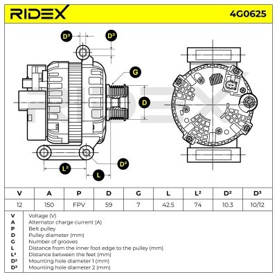 Alternator RIDEX 4G0625 4G0625 - foto 7