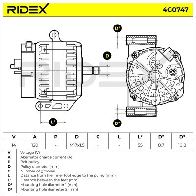 Alternator RIDEX 4G0747 4G0747 - foto 7