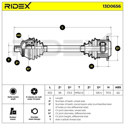 Półoś Napędowa RIDEX 13D0656 13D0656 - foto 6