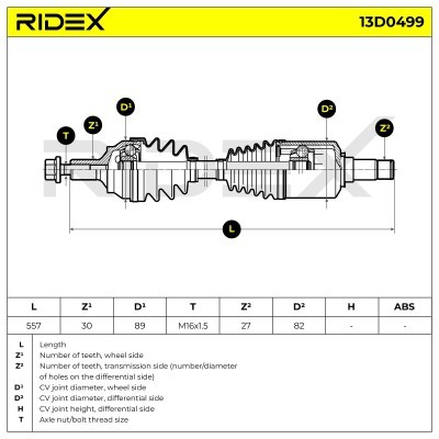 Półoś Napędowa RIDEX 13D0499 13D0499 - foto 7