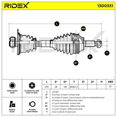 Półoś Napędowa RIDEX 13D0331 13D0331 - foto 7