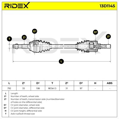 Półoś Napędowa RIDEX 13D1145 13D1145 - foto 7