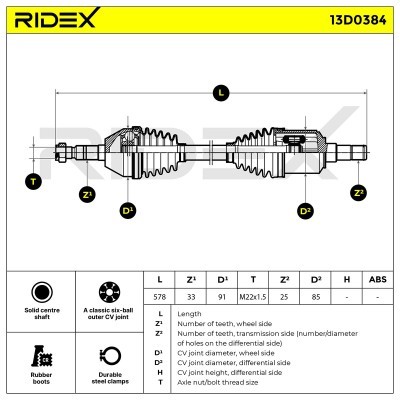 Półoś Napędowa RIDEX 13D0384 13D0384 - foto 8