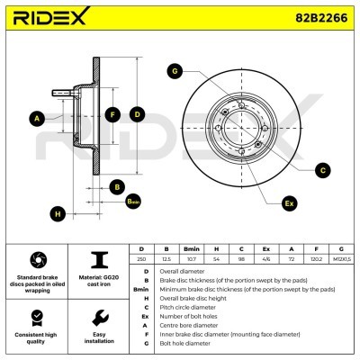 Tarcza hamulcowa RIDEX 82B2266 82B2266 - foto 6
