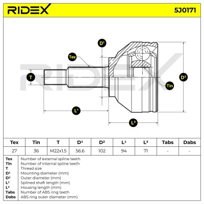 Przegub RIDEX 5J0171 5J0171 - foto 6