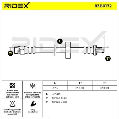 Przewód hamulcowy elast RIDEX 83B0172 83B0172 - foto 3