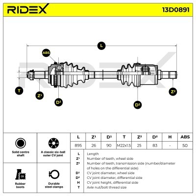 Półoś Napędowa RIDEX 13D0891 13D0891 - foto 5