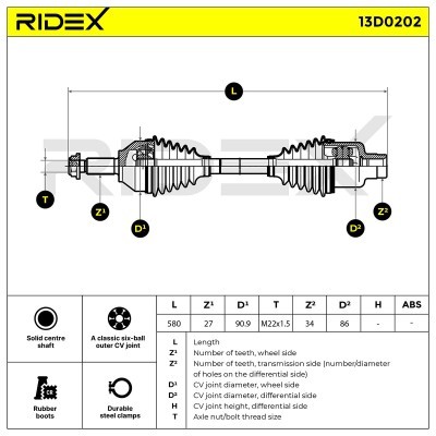 Półoś Napędowa RIDEX 13D0202 13D0202 - foto 8
