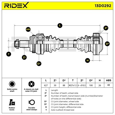 Półoś Napędowa RIDEX 13D0292 13D0292 - foto 6