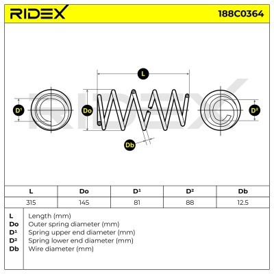 Sprężyna Zawieszenia RIDEX 188C0364 188C0364 - foto 6